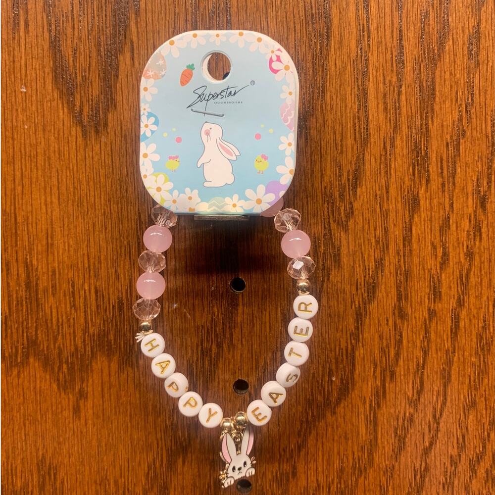 Bunny Charm Beaded Bracelet – Spring Pastel Stretch Bracelet